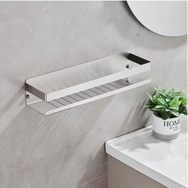 15.7 in. W x 3.2 in. Hx 3.9 in. D Stainless Steel Wall Mount Square Bathroom Shelf in Silver