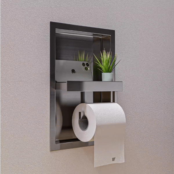 14.5 in. x 10 in. x 1.75 in. Bathroom Shelf in Brushed Stainless Steel