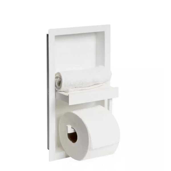 Matte White 14.5 in. x 10 in. x 1.75 in. Stainless Steel Bathroom Niche